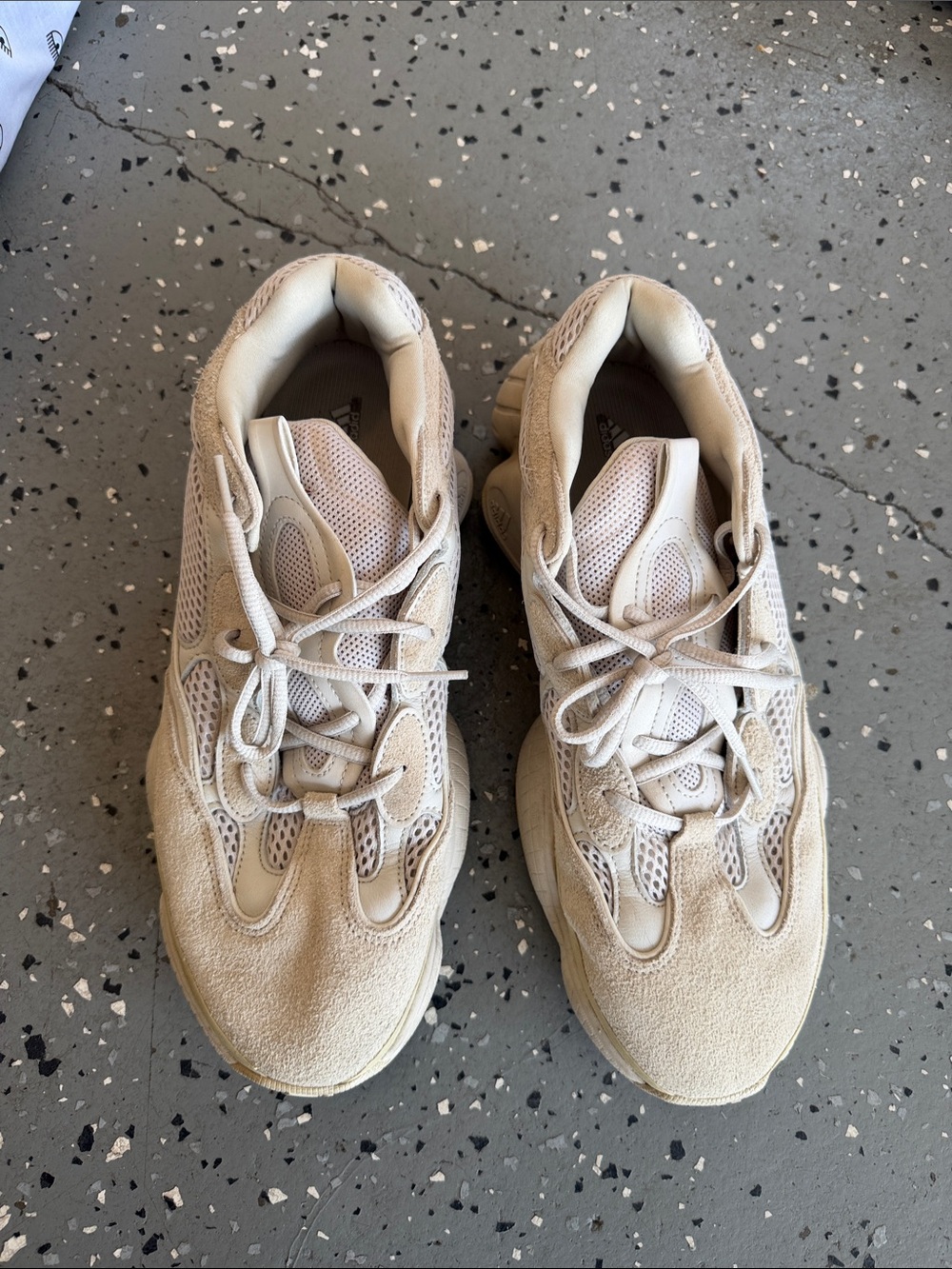 Yeezy Adidas Beige Mesh & Suede Chunky Sneakers